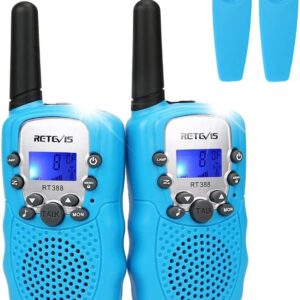 Retevis RT388 Children’s Walkie Talkie PMR446 8 Channels Radio with LCD Display Torch Walkie Talkie Children Gifts Toy for Girls Boys, blue