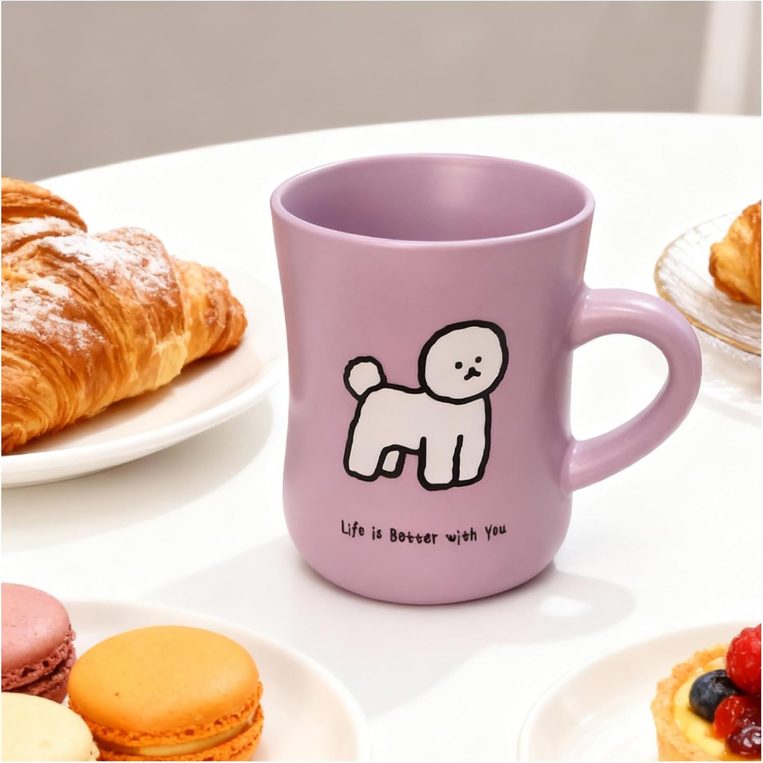 OHAANYY Ceramic Coffee Mug 350 ml with Handle Purple – Bild 8