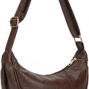 Half moon bag women’s PU leather retro crossbody bag small, made of waterproof material, with adjustable shoulder strap. Shoulder bag is ideal for commuters, shopping and everyday use.