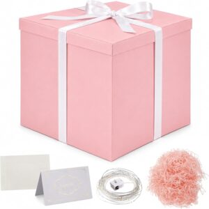 Gift Box with Lid, Large, XXL, Pink, 30 x 30 x 25 cm, Premium Gift Box