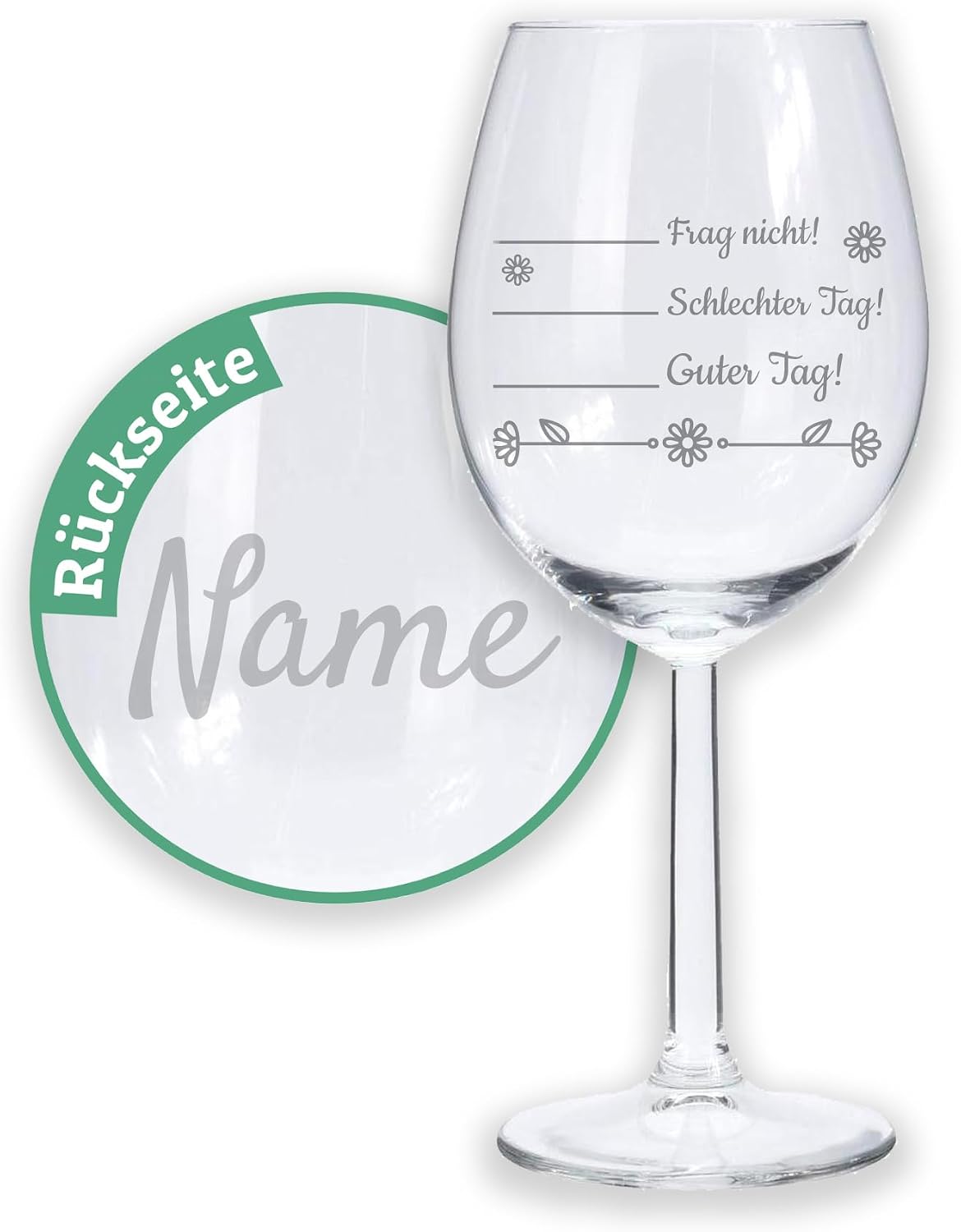 LALALO White Wine Glass Mood Glass Bad Day, Good Day, White Wine Glass with Engraving, Personalised with Name/Desired Text, Gift for Wife, Girlfriend, Colleague, Sister, Boss, Birthday, Christmas