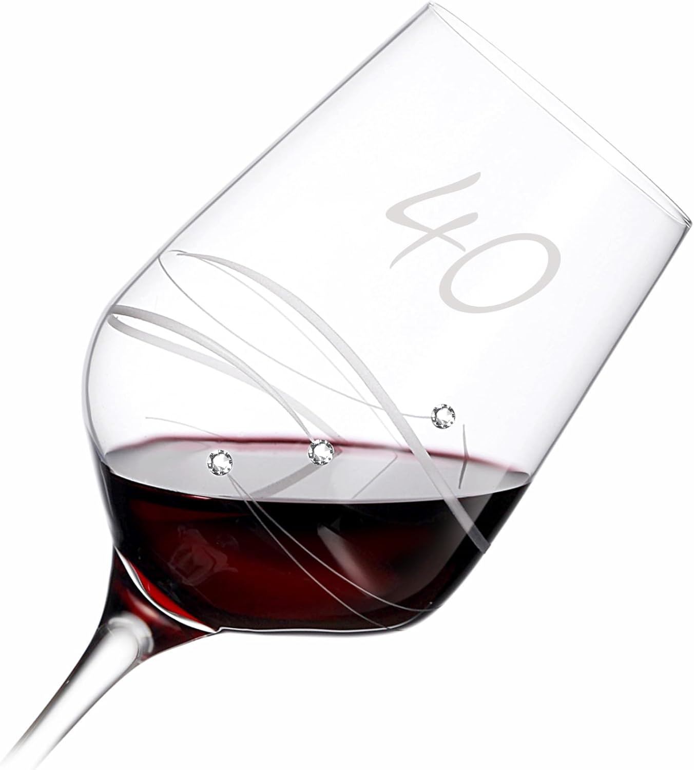 Spiral Wine Glass 40th Birthday Women & Men - Modern Wine Glass with Engraving, Spiral Engraving and Premium Crystals, Elegant Gifts for Men and Women - 1 Piece, 450 ml (40 Years) – Bild 4