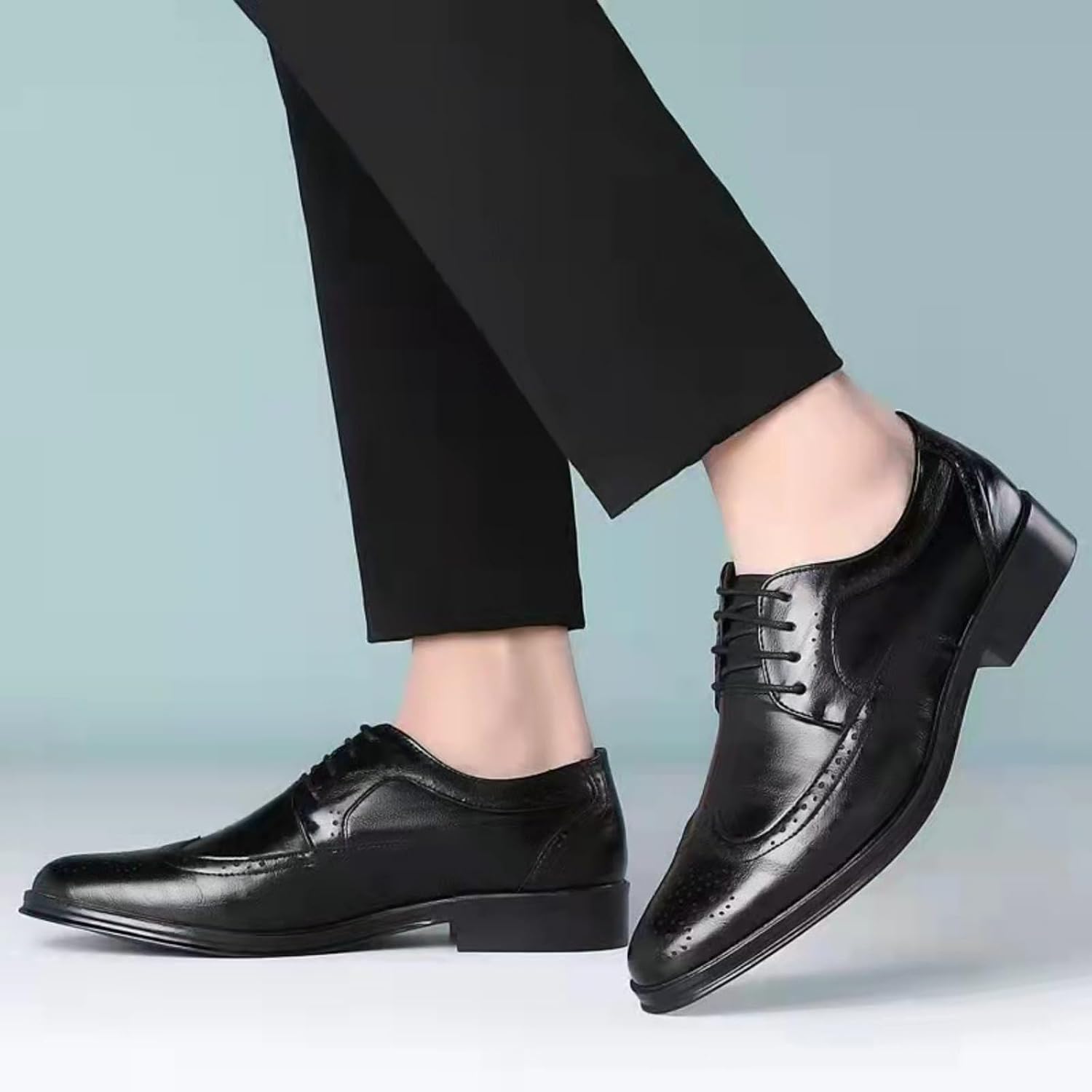 Hixingo Men's Suit Shoes 38-47 EU, Comfortable Suit Shoes, Men's Business Shoes, Oxford Elegant Derby Leather Shoes, Non-Slip Breathable for Wedding, Suit – Bild 2