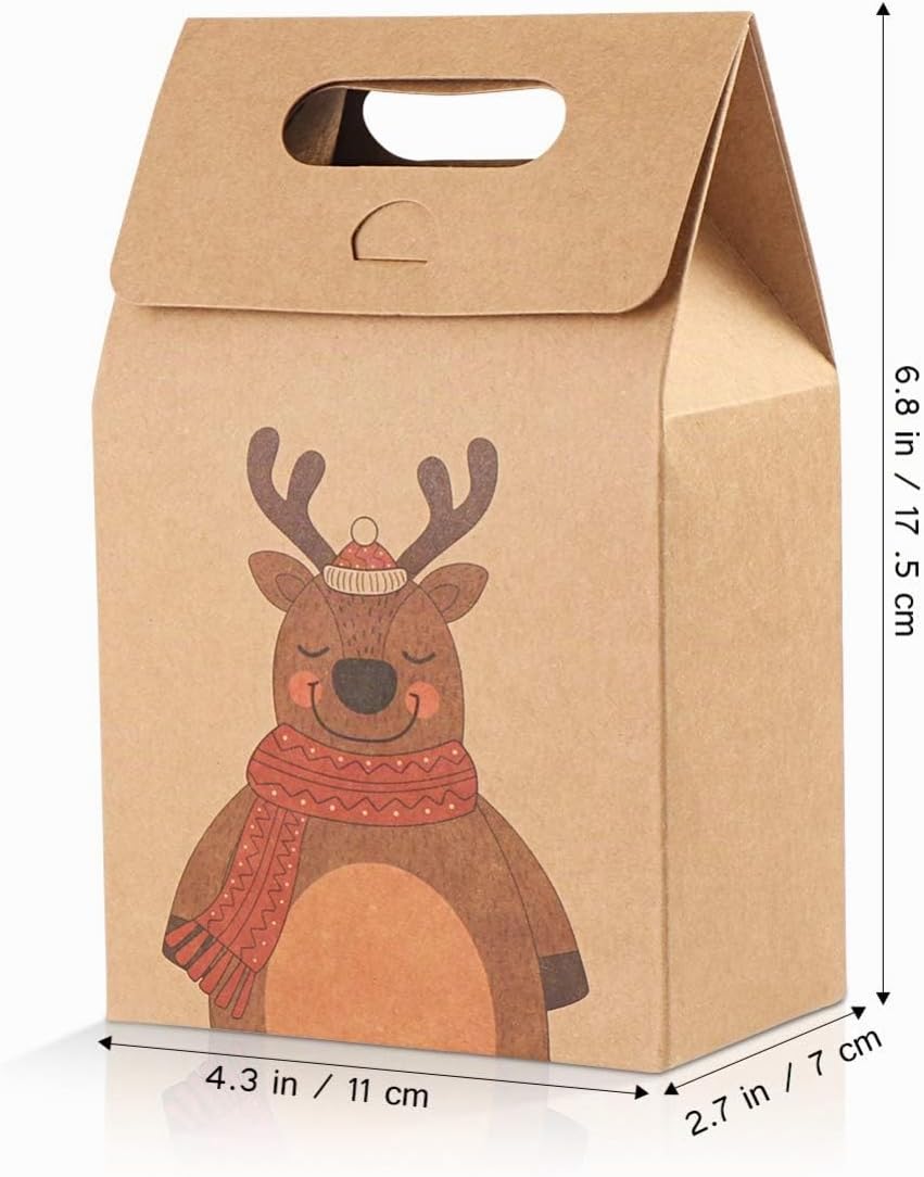 Hemoton Gift Bags with Handle Kraft Paper 16 Pieces Christmas Gift Bags Paper Bag Chocolate Sweets Organiser Gift Box Party Bag for Birthdays 11 x 7 x 17.5 cm – Bild 3