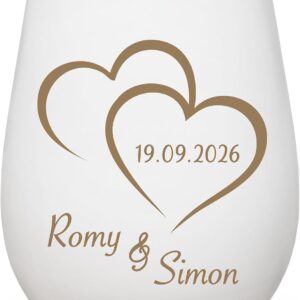 Wedding Lantern with Engraving Bride and Groom Wedding Gift Hearts White Gold
