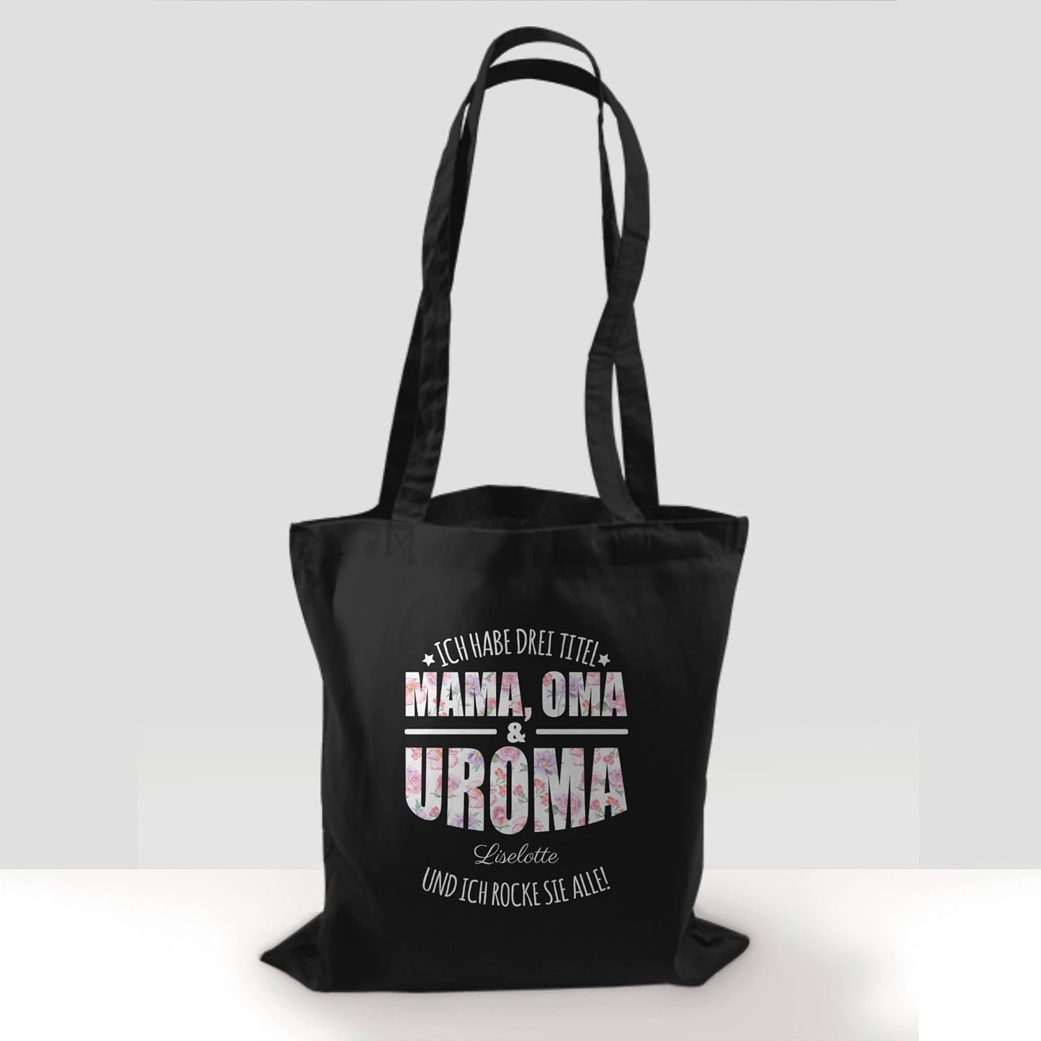 Geschenk mit Namen personalisiert by Shirtracer - Cotton Bag - Grandmother - Ich habe drei Titel Mama, Oma und Uroma - Uromas Gifts Mother's Day Great Grandmother Gift – Bild 8