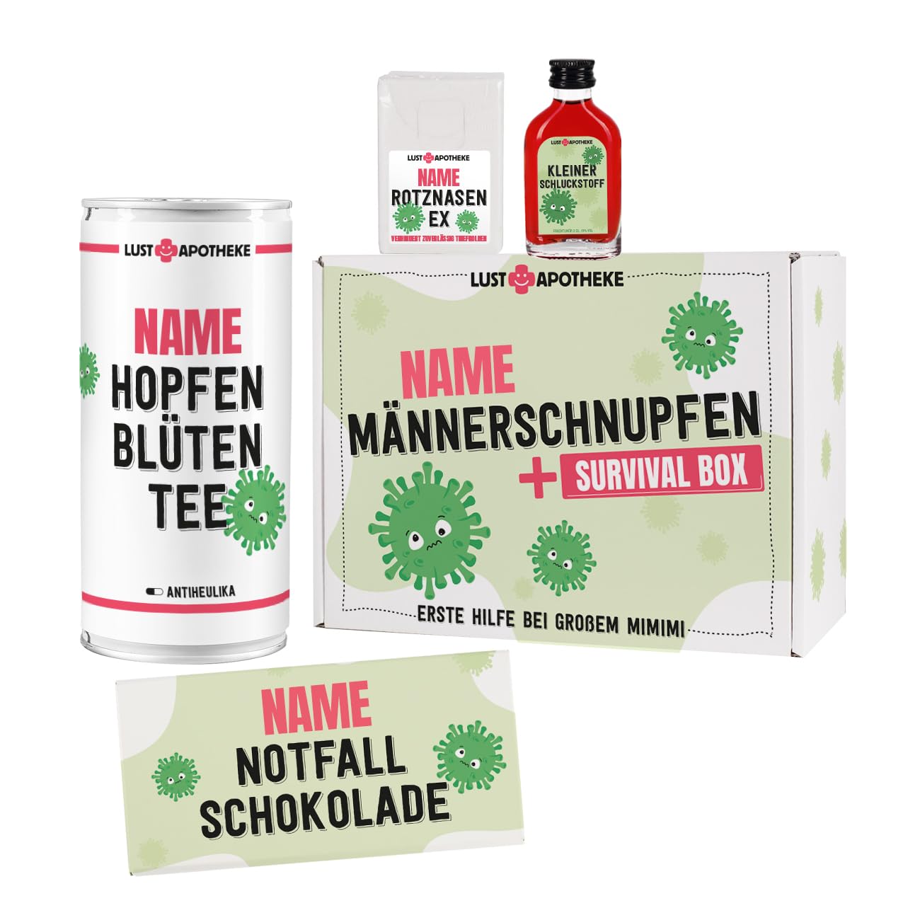 Lustapotheke® Funny Men's Gift Survival Box with Name Print – Bild 8