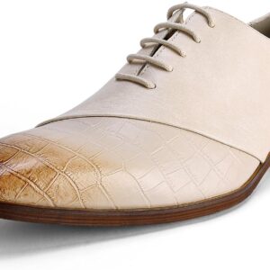 YFFUSHI Men’s Suit Shoes Formal Leather Oxfords Crocodile Pattern Retro Shiny Business Shoes For Weddings