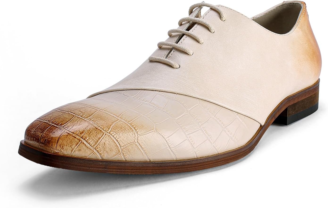 YFFUSHI Men's Suit Shoes Formal Leather Oxfords Crocodile Pattern Retro Shiny Business Shoes For Weddings