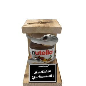 Congratulations Nutella Gift - Iron Reserve Spoon Nutella - Funny Gift Set for Nutella Lovers - Text: Herzlichen Glückwunsch