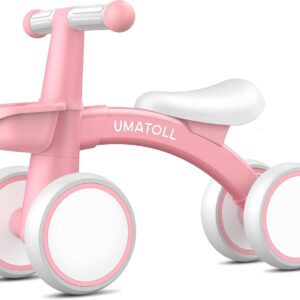 Umatoll Children's Balance Bike from 1 Year, Toy for 12-24 Months, Baby Walking Bike with Basket for Boys Girls, Gifts for 1 Year-Old Birthday (Pink)
