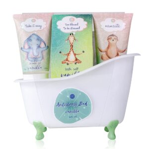 accentra Anti-Stress Bath and Shower Set with Vanilla Fragrance, Gift Set for Relaxation for Women for Birthday or Christmas, 5-Piece Wellness Gift and Care Set with Mini Decorative Bathtub