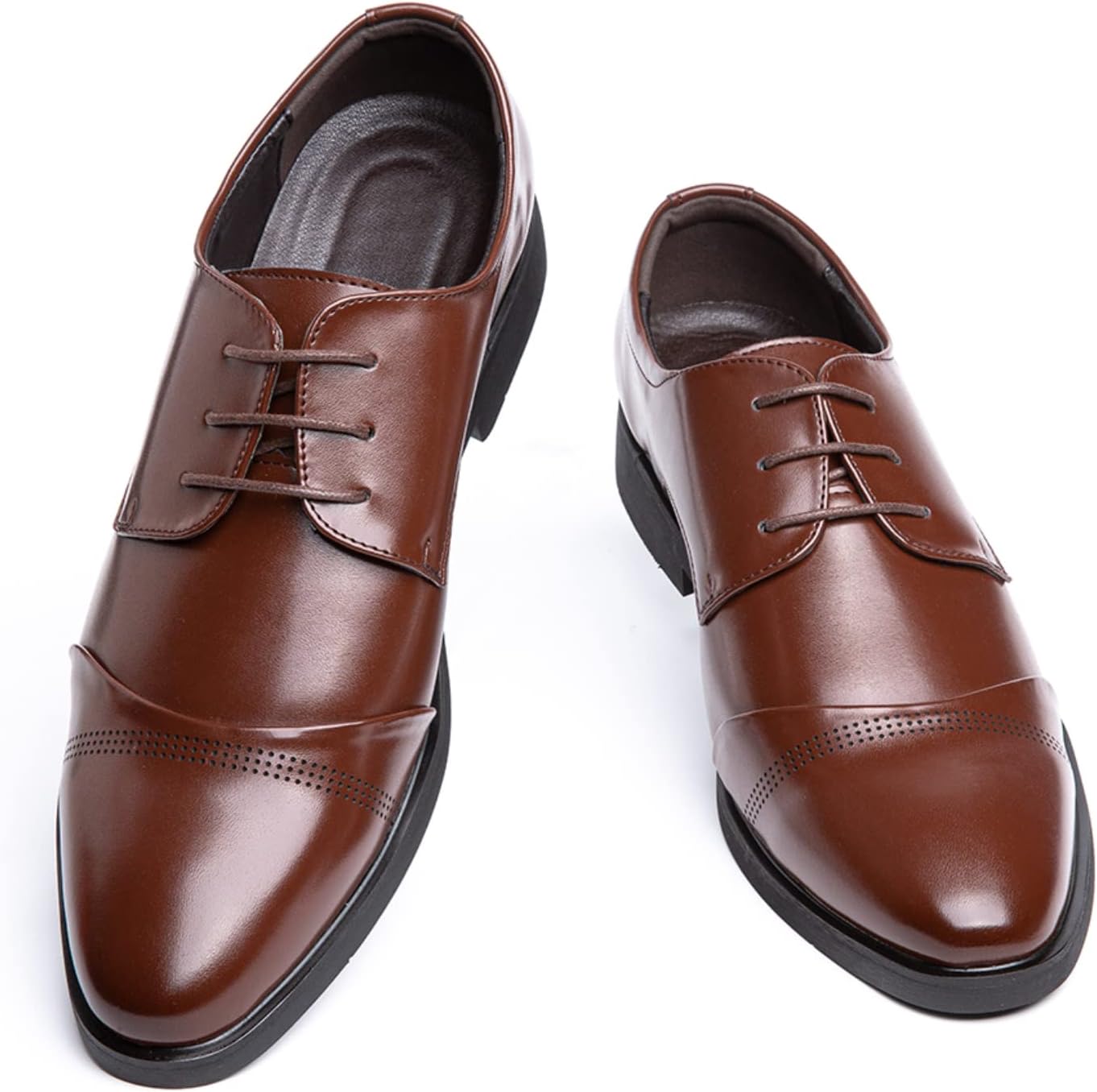 Men's Oxford Derby Shoes Brogues Leather Shoes Wedding Shoes Lace Up Shoes Classic Business Lace-Up Shoes Blue Gold Grey Red Black Brown Khaki 37-48 – Bild 7