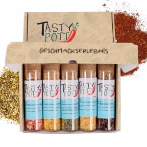 Tasty Pott Thank You Box I Organic Spice Set I Gift Idea for Family and Friends I Spicy I Spices I Gift Ready I Spice Mixes I Spice in Glass I Gift Set (Salt Mixes, Thank You!)