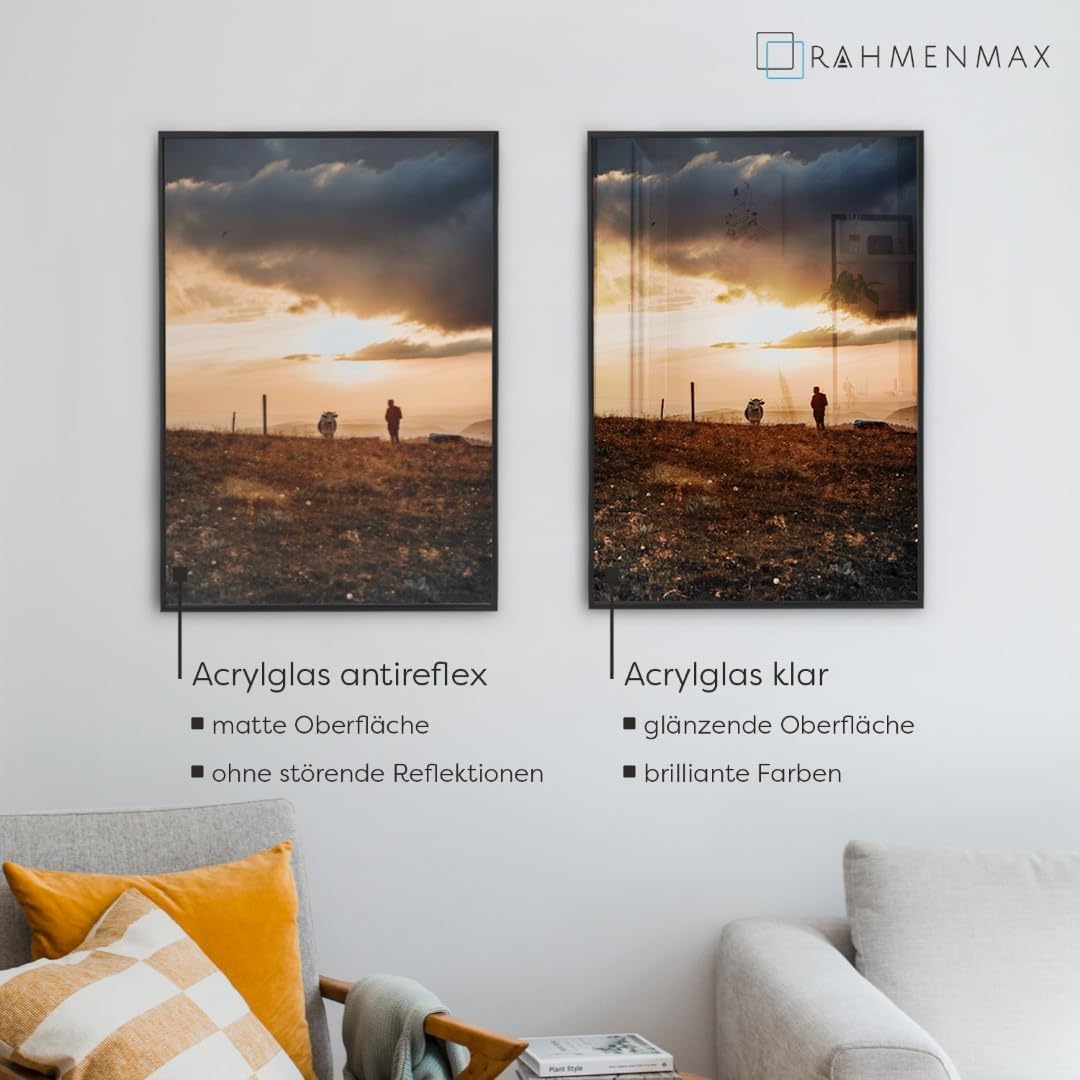 RahmenMax Iowa Picture Frame 42 x 50 cm for Hanging / Picture Frame Made to Measure Possible / Poster Frame Made of Plastic / Picture Frame in Black Matt with Clear Acrylic Glass / Puzzle Frame – Bild 3