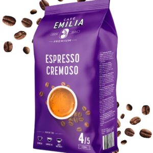 EMILIA Espresso Cremoso Beans 1 kg - Premium Espresso Beans - Dark Roast (Thickness 4/5) - Matched to Fully Automatic Coffee Machine & Portafilter - Ideal for Espresso, Cappuccino & Latte Macchiato