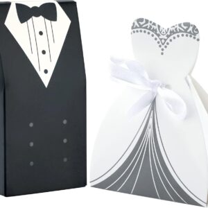 G2PLUS 100 Pieces Wedding Sweets: Paper Box Wedding Candy Boxes, Grooms & Brides Box Sweets Wedding Box for Wedding Occasions