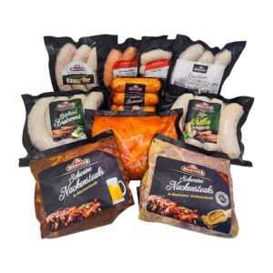 Barbecue Party Barbecue Package Meat and Sausage with Bratwurst, Chicken Grilled Meat Steak Marinated from Pork, Cheese Griller, Smoked Sausage – 10 x Grill Specialities in Grill Set