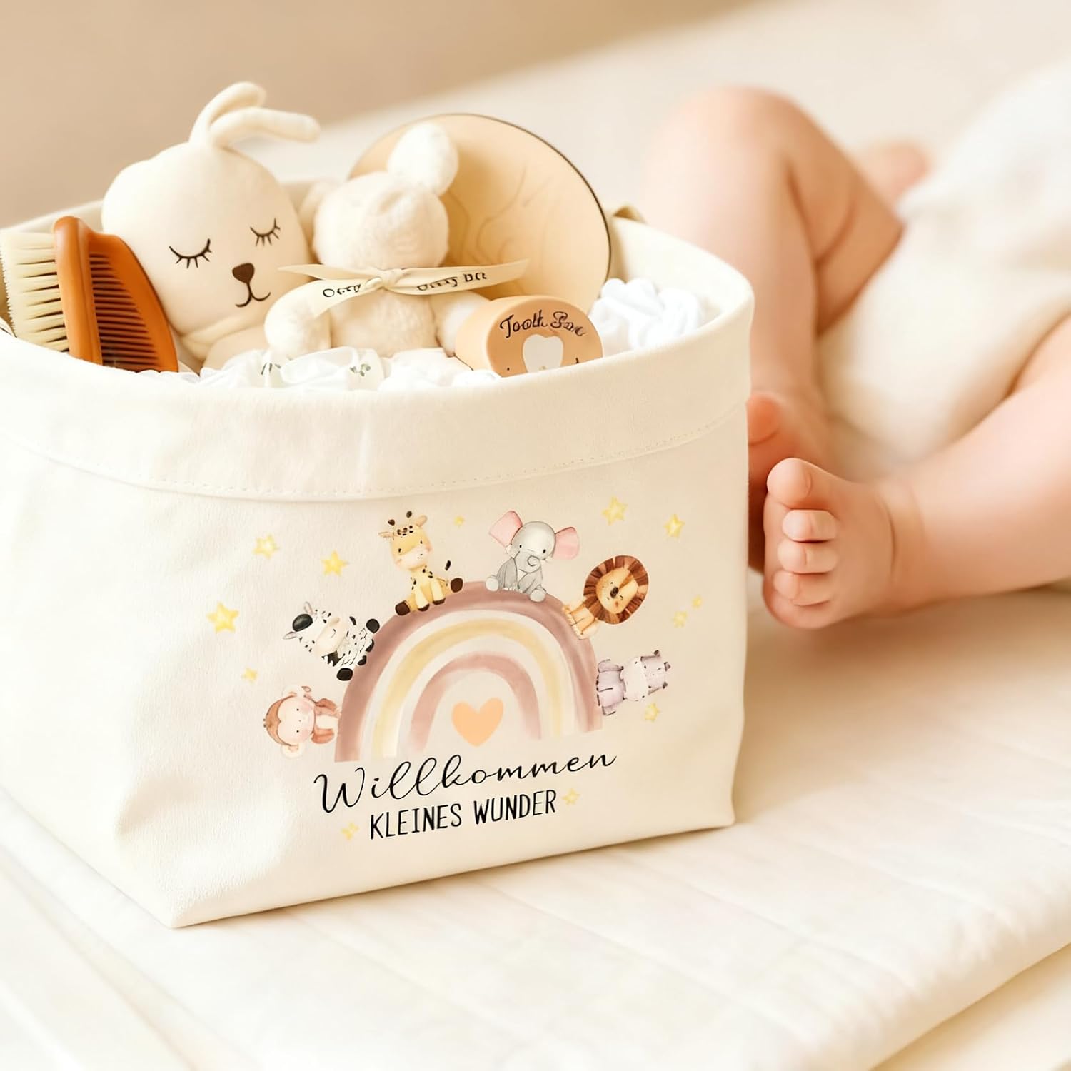 Nappy Bag Boy Girl Baby Gifts for Birth, Baby Nappy Cake Bag + Wooden Cake Topper + Card + Envelope, Baby Gift for Newborn Baby Shower – Bild 6