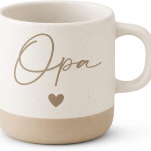 Mug with Heart Motif for Grandfather, Matte Coffee Mug in Natural Look, Grandpa Gift for Birthday, Christmas, Father's Day, Gift Grandpa from Granddaughter, Grandson, Stoneware Mug for Coffee, Tea