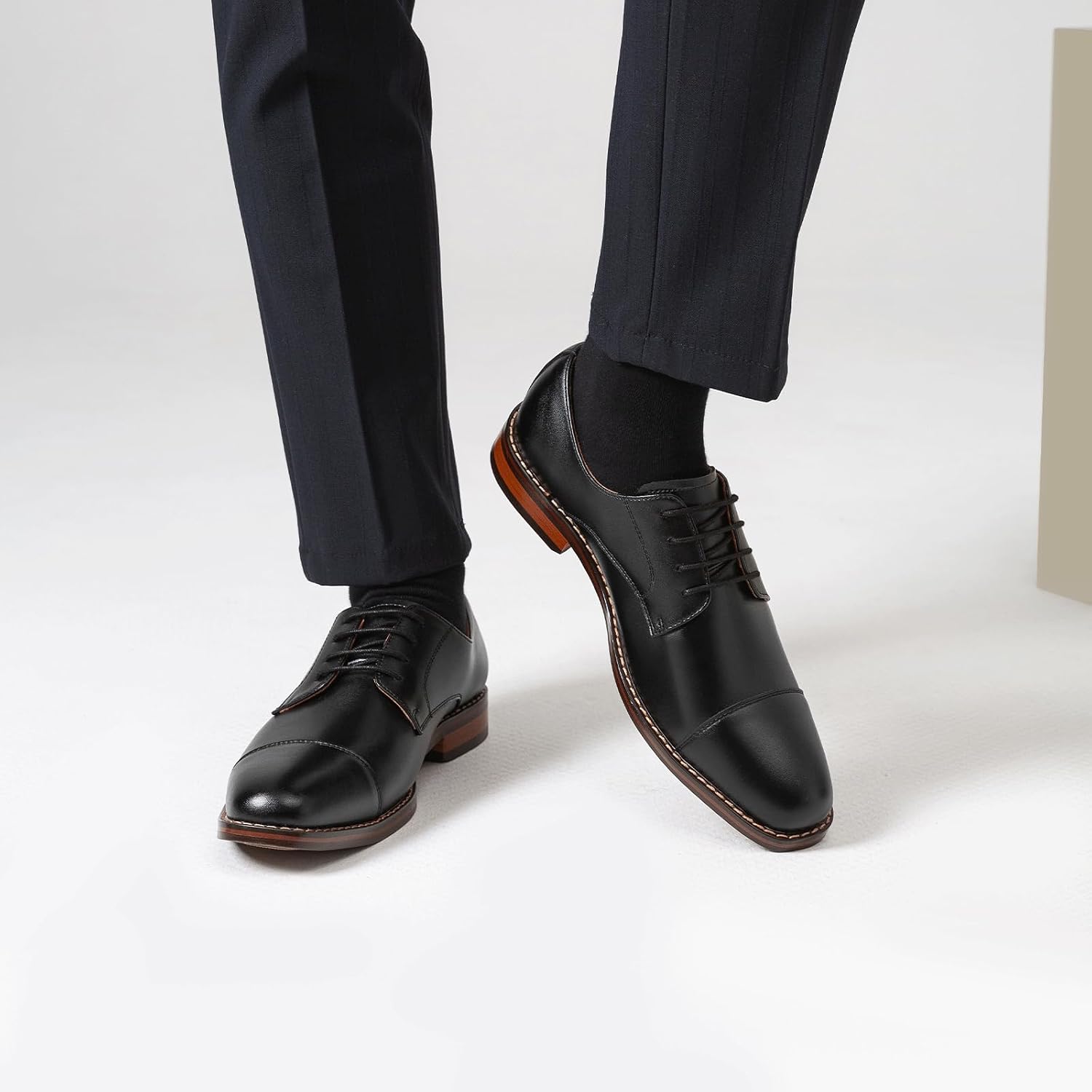 Poerkan Men's Business Lace-Up Shoes, High Quality Classic Oxfords, Comfortable Multipurpose Shoes, Black & Brown – Bild 6