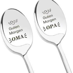 Grandparents Gift Spoons, Set of 2, Engraved Stainless Steel Spoon for