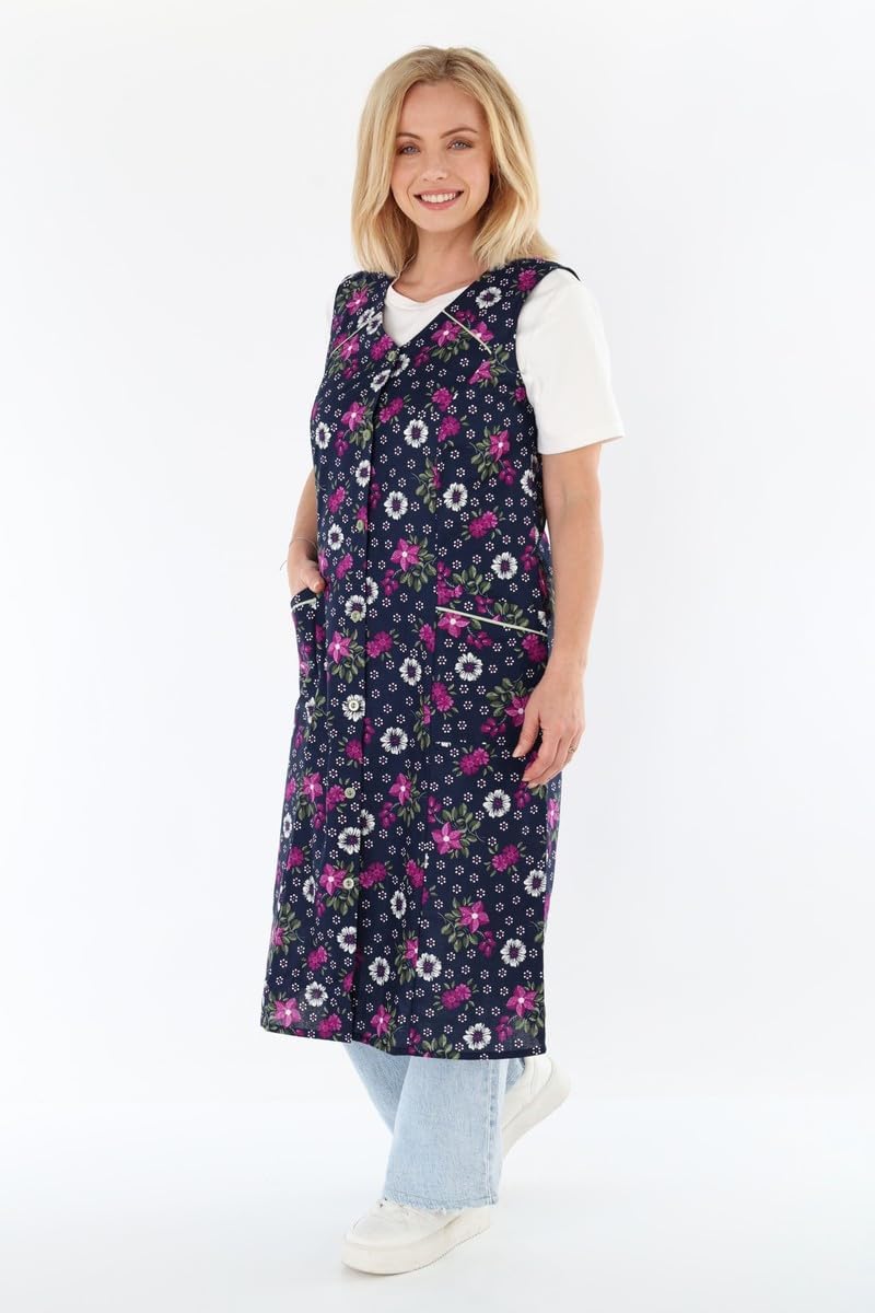 Button Gown Cotton Colourful Cooking Apron House Dress Apron Sleeveless – Bild 4