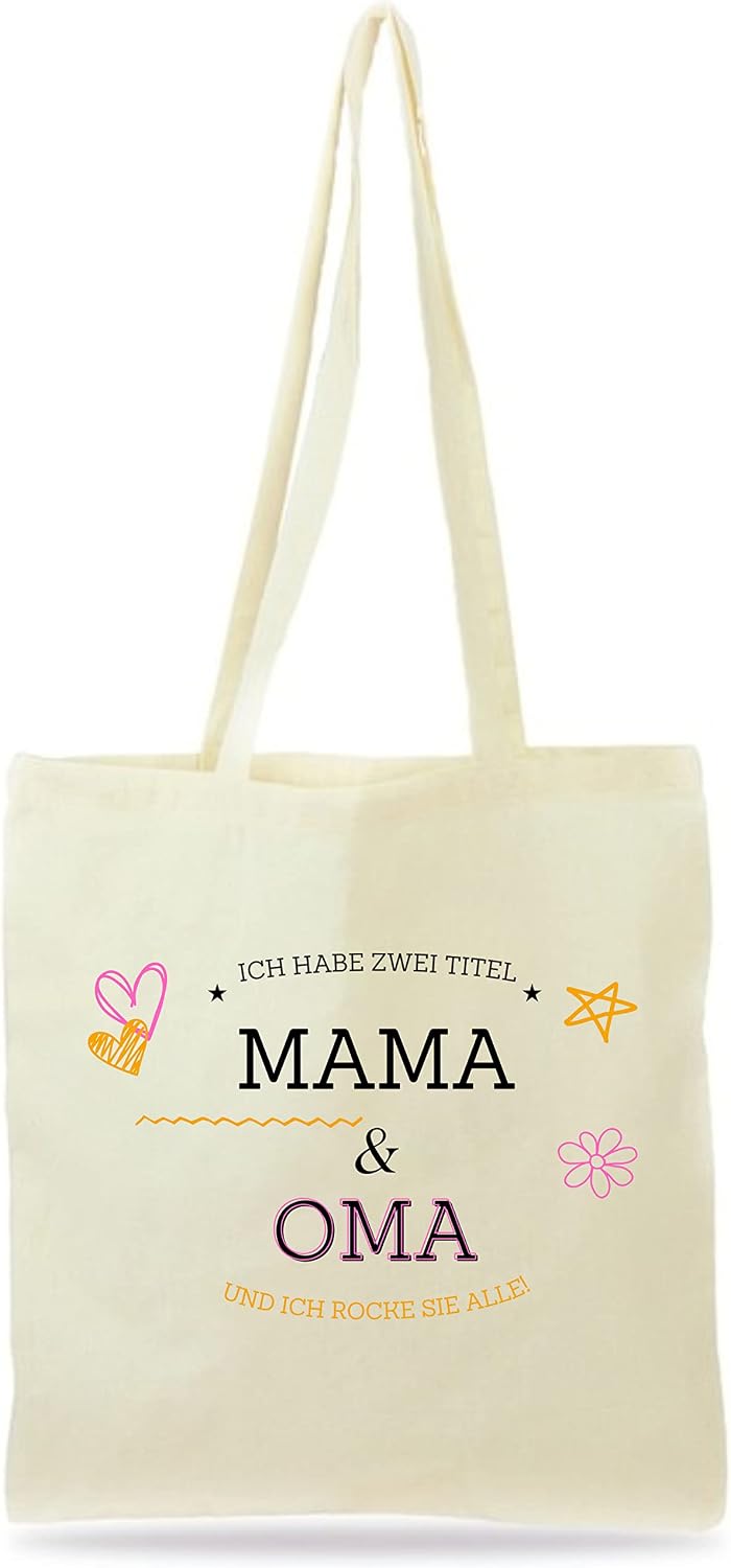 Cotton Fabric Bag - Gift Mum - Gift - Ich habe zwei Title: Mama & Oma und ich rocke sie beide - Geschnek für Frauen – Bild 5