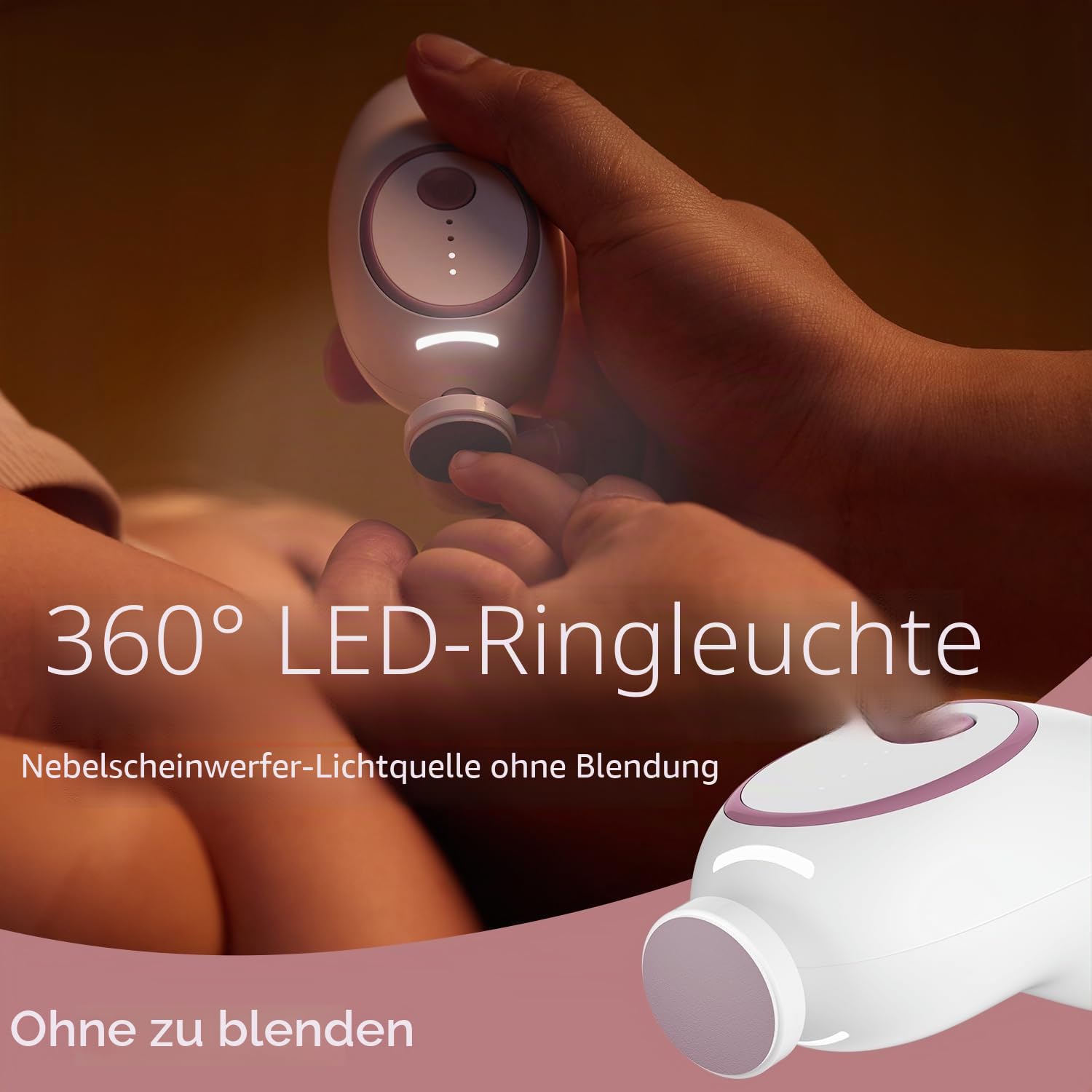 Momcozy Elektrische Nagelfeile Baby, Rosa – Bild 4