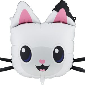 PartyDeco® FB324 Foil Balloon Panda Paws 65 x 57 cm Gabby’s Dollhouse – Balloon for Helium or Air – Birthday Party Decoration – Pandy Paws Foil Balloon Birthday Decoration – White Black