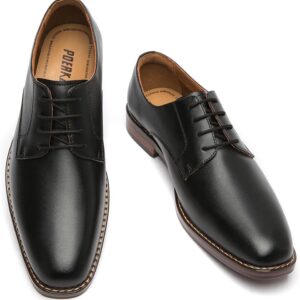 Poerkan Men’s Business Lace-Up Shoes, Leather, Elegant Oxford Shoes for Business, Office & Formal Occasions, Black, Brown