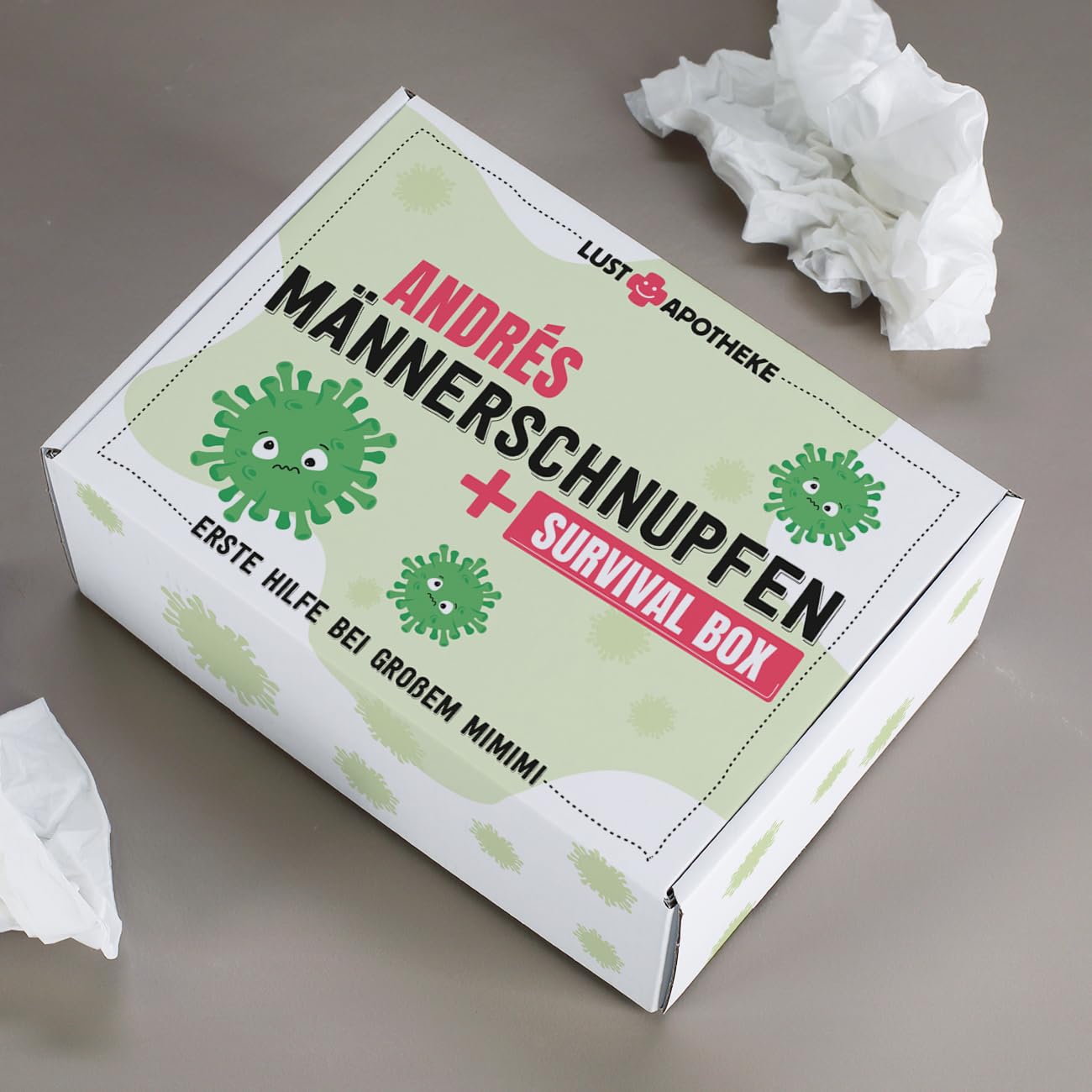 Lustapotheke® Funny Men's Gift Survival Box with Name Print – Bild 7