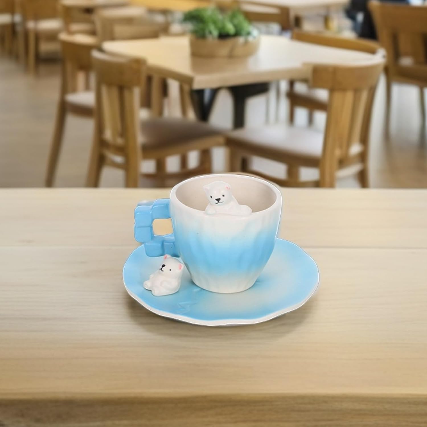 Hemobllo Eisbär Keramik Kaffeetasse mit Untertasse 200 Ml Süßes 3d tiermotiv Teetassen Satz für Kaffee und Tee Geschenkset – Bild 7