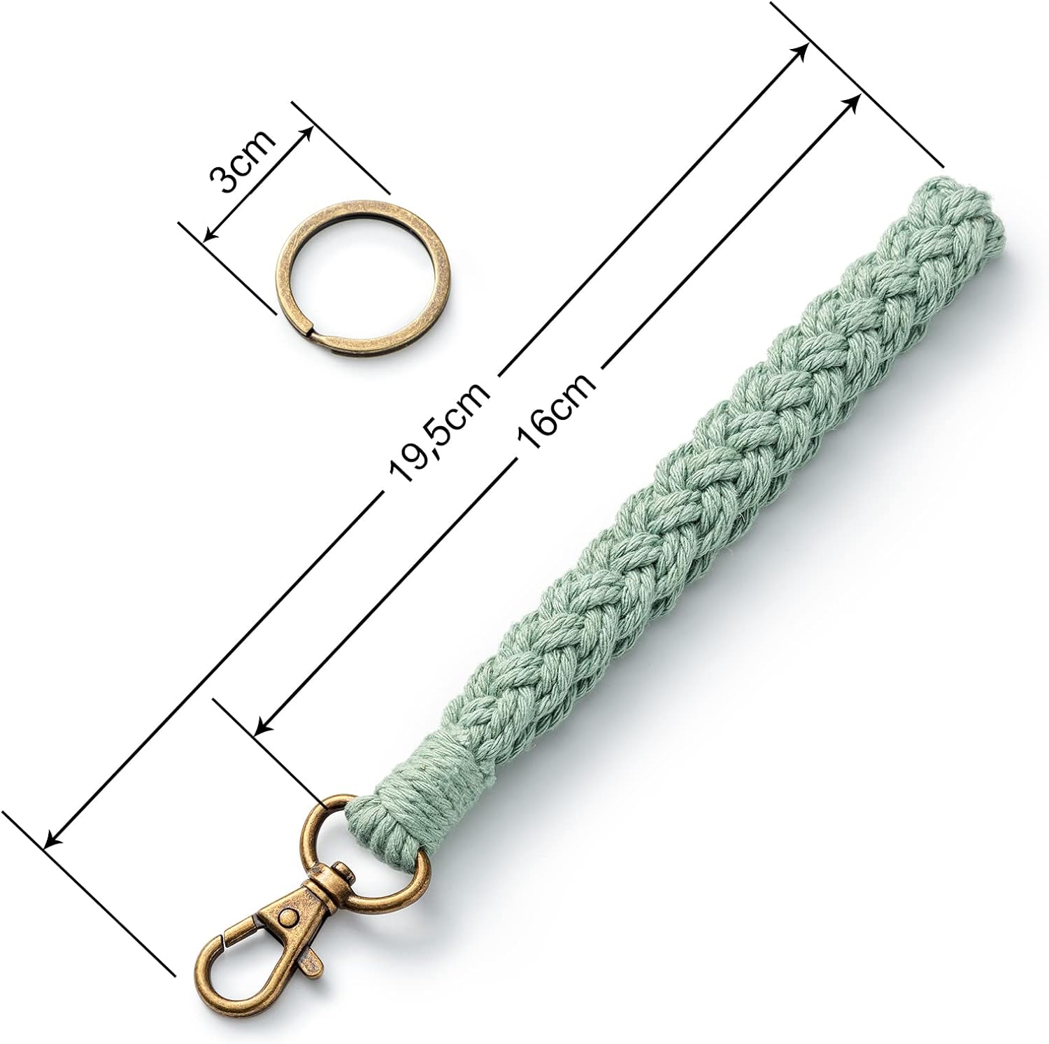 Aoksunova Pack of 2 Key Rings Macrame Bracelet Lanyard Women Key Chain Short Boho Lanyard – Bild 2