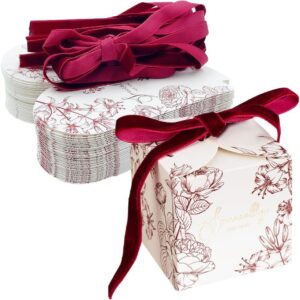 ONEBO 30 Pieces Square Paper Candy Box, Small Wedding Gift Box, Party Gift Box, for Wedding, Birthday, Christmas, Graduation (Red and White Colour Scheme)