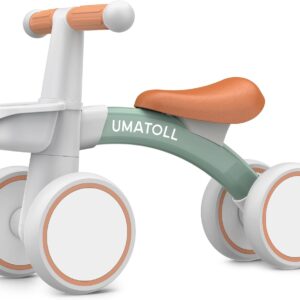 Umatoll Children's Balance Bike from 1 Year, Toy for 12-24 Months, Baby Walking Bike with Basket for Boys Girls, Gifts for 1 Year-Old Birthday (Green)