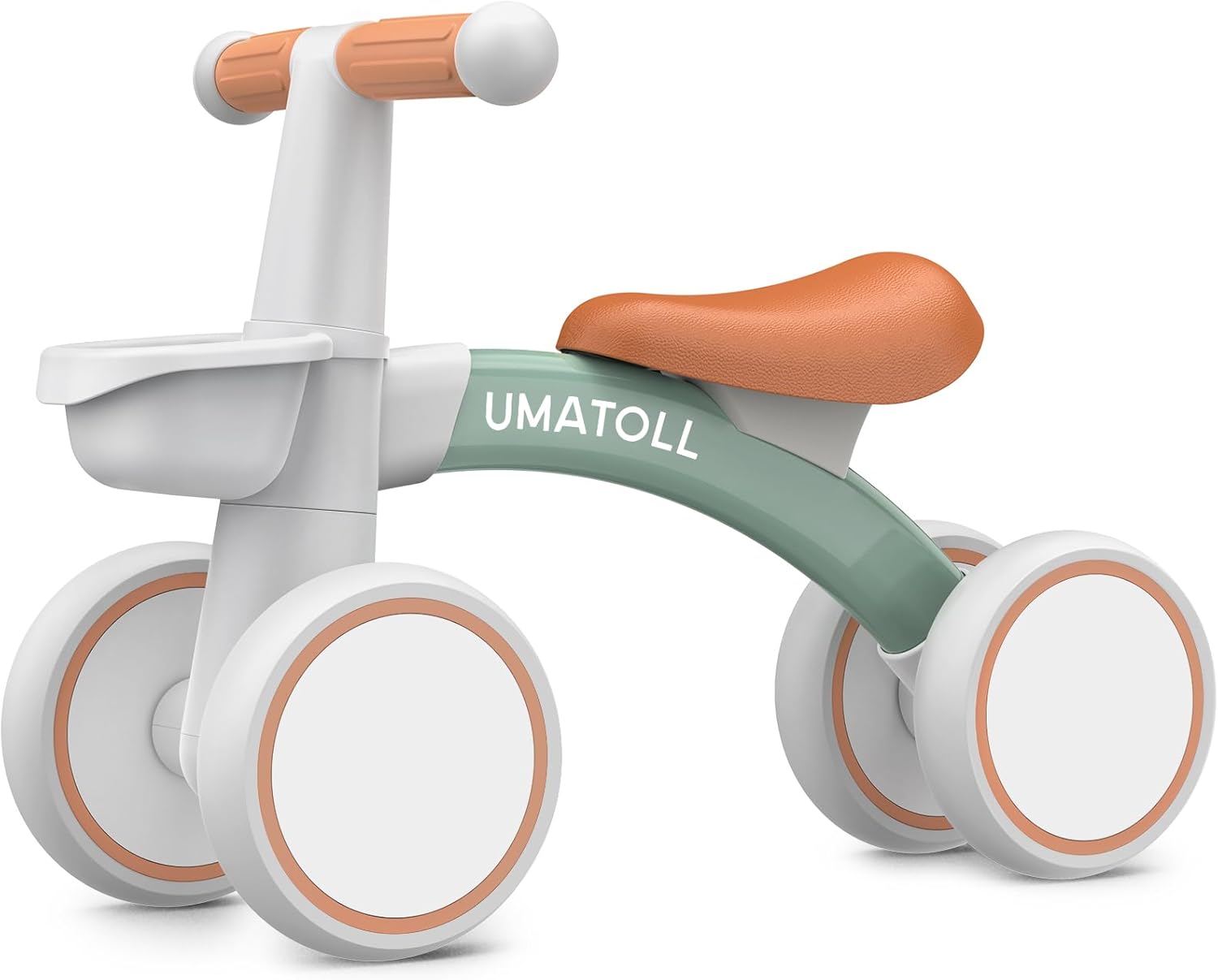 Umatoll Children's Balance Bike from 1 Year, Toy for 12-24 Months, Baby Walking Bike with Basket for Boys Girls, Gifts for 1 Year-Old Birthday (Green)