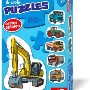 Noris 6 First Puzzles Vehicles – Children’s Puzzle from 2 Years with Tractor Car Excavator – 6 Robust Puzzles with 2-5 Pieces – Toy for Toddlers Boys Girls – Suitable for Puzzle Beginning Learning