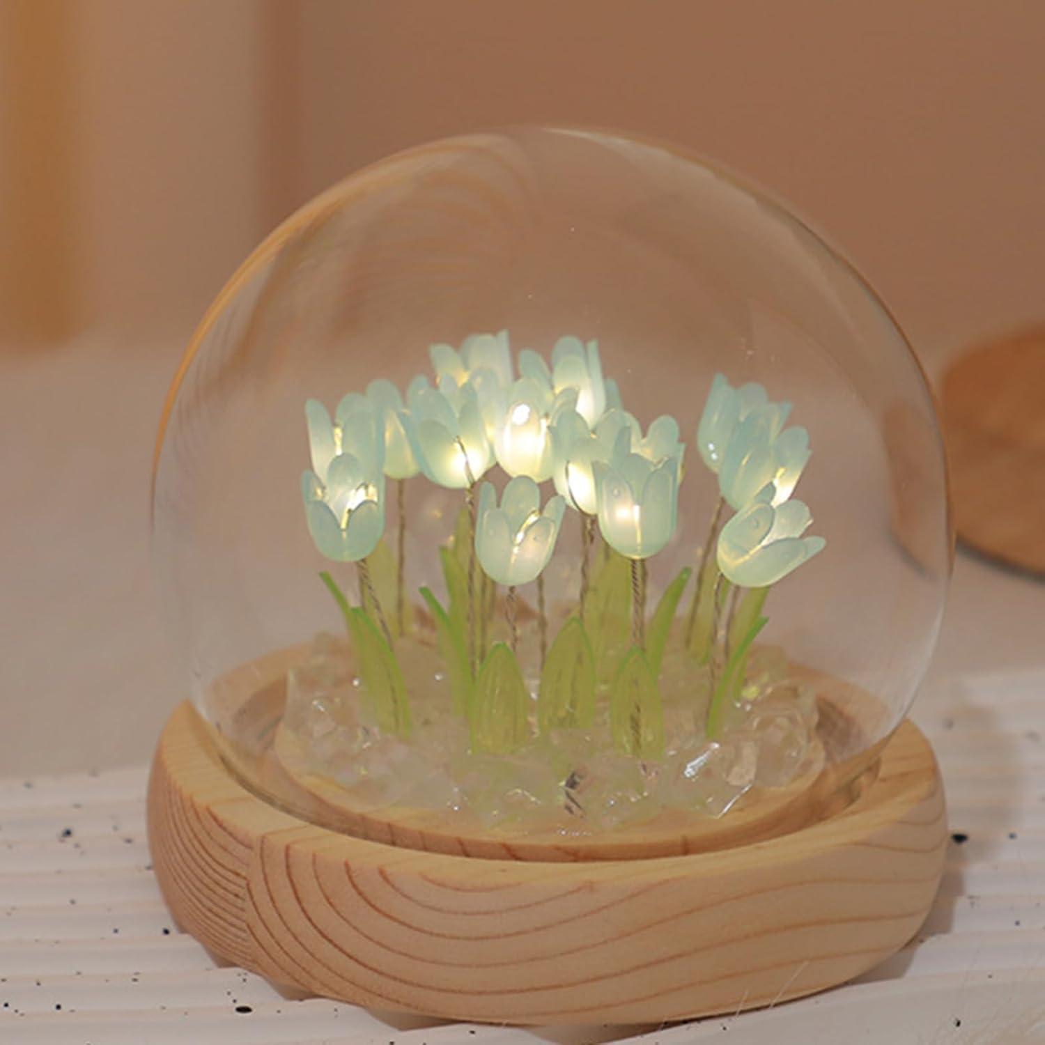 Blue (20 Flowers) Tulip Lamp Tulip Night Light LED Night Lamp for Bedroom Birthday Christmas Mother's Day Gift for Women Girlfriend Grandmother Battery Operated (without Batteries in Set)