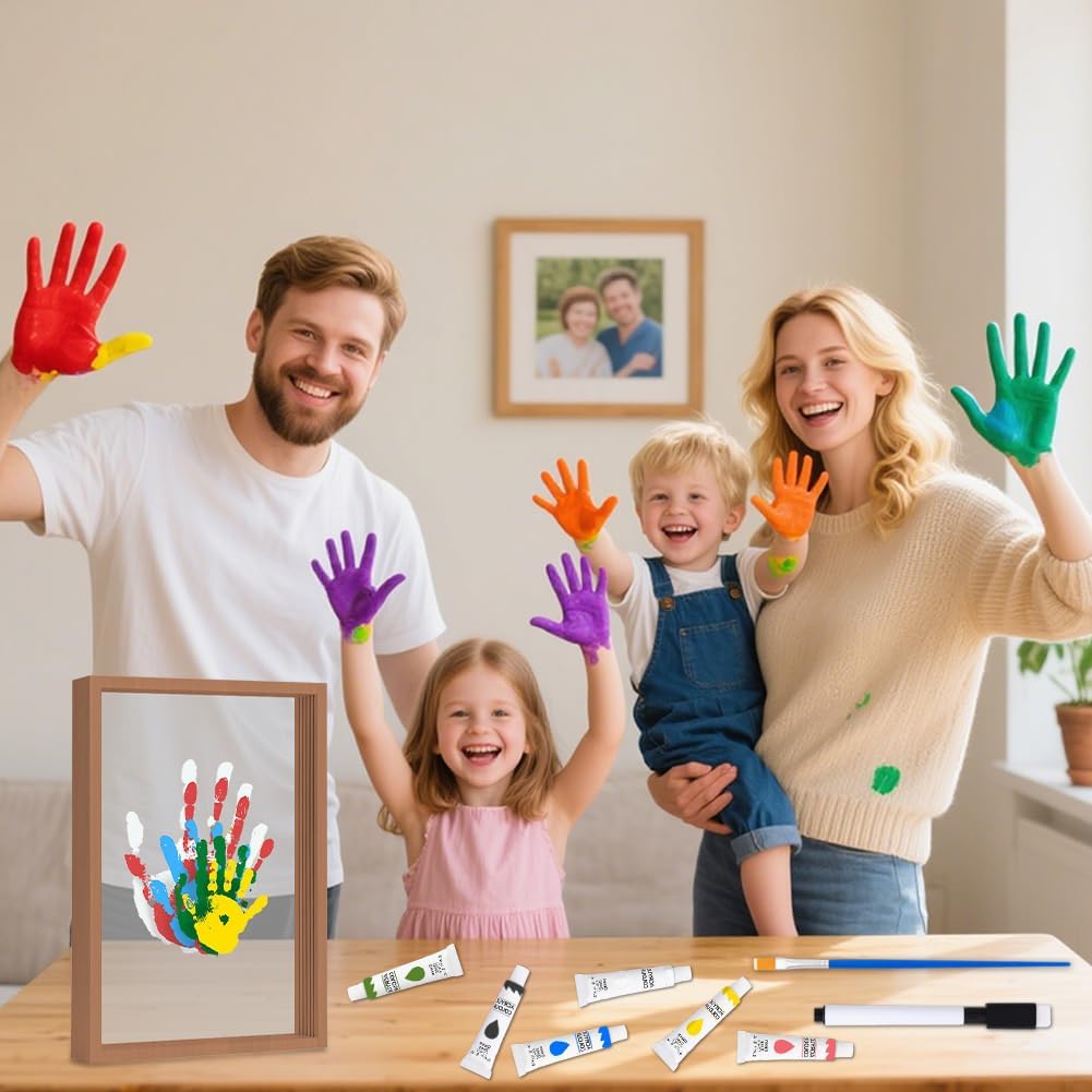 Handprint Set Family, Baby Handprint & Footprint Set with Space for 4 People, Personalised Father's Day Gift (Walnut, Holds 4 Family Members) – Bild 5