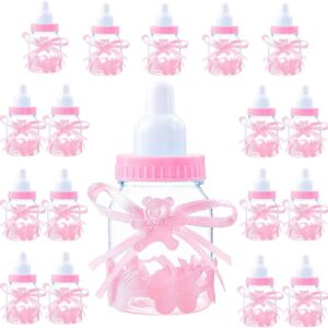 Girls Candy Box 18 Bottles Pink, Baby Shower Decoration Girls, Baby Shower, Baby Party Pink Decoration Box Guest Gifts Christening Gift Package (4 cm x 4 cm x 9 cm) – Pack of 18