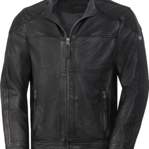 Ross & Cole Men's Leather Jacket, 100% Real Leather, Between-Seasons Jacket, Made of Butter-Soft Nappa Leather, High-Quality Biker Leather Jacket for Men, Size 48-60