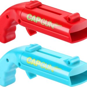 Beer Opener Gadgets for Men Cap Gun Bottle Opener Pack of 3 Funny Bottle Cap Gun Launcher for Home Party, Barbecuing Shoots Over 5 Metres (Blue and Red in 1 Pack)