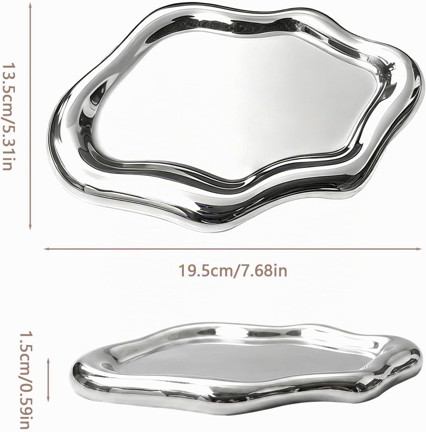 Jewellery Bowl Ceramic Jewellery Bowl Ring Holder Decorative Tray Irregular Jewellery Plate Ceramic Tray Clouds for Rings Earrings Watches Birthdays and Festivals Gifts Silver – Bild 2