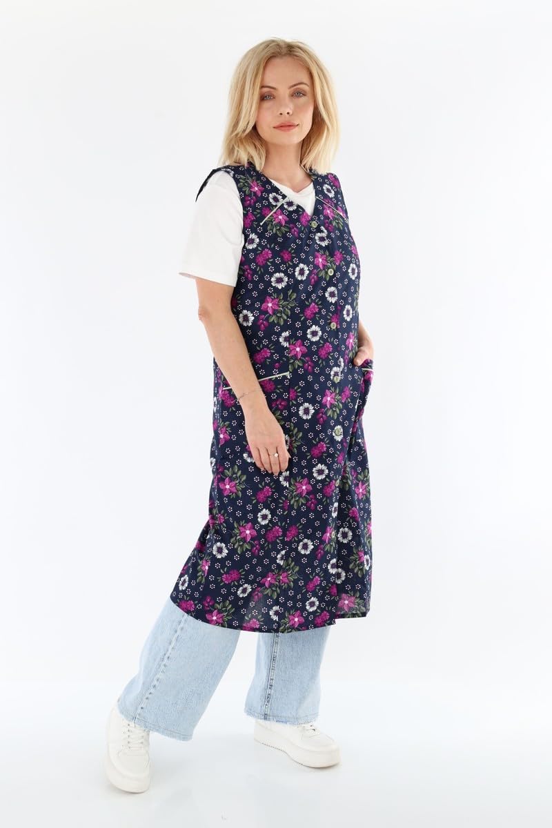 Button Gown Cotton Colourful Cooking Apron House Dress Apron Sleeveless – Bild 3