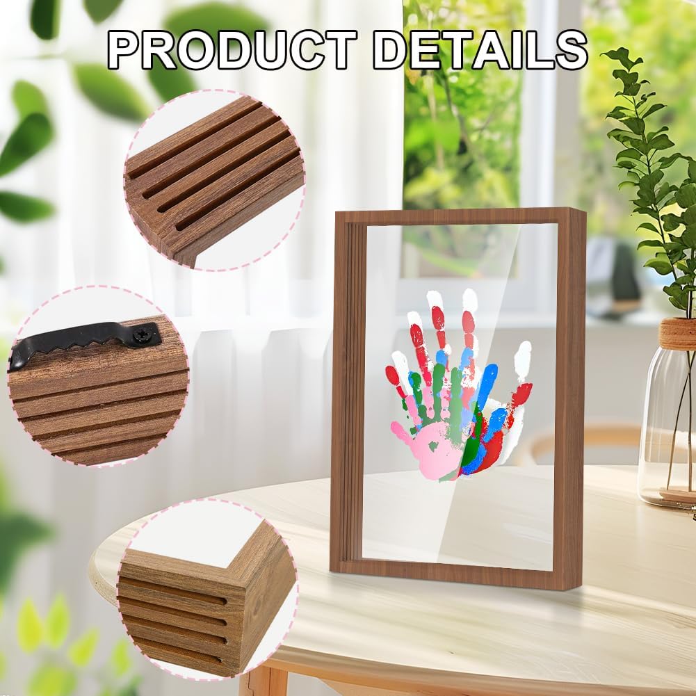 Handprint Set Family, Baby Handprint & Footprint Set with Space for 4 People, Personalised Father's Day Gift (Walnut, Holds 4 Family Members) – Bild 3
