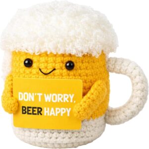 Beer Crocheted Cuddly Toys for Men, Funny Beer Gadgets Handmade Crochet, Positive Gifts Solace Gifts, Pocket Hug Stress Relief Gift