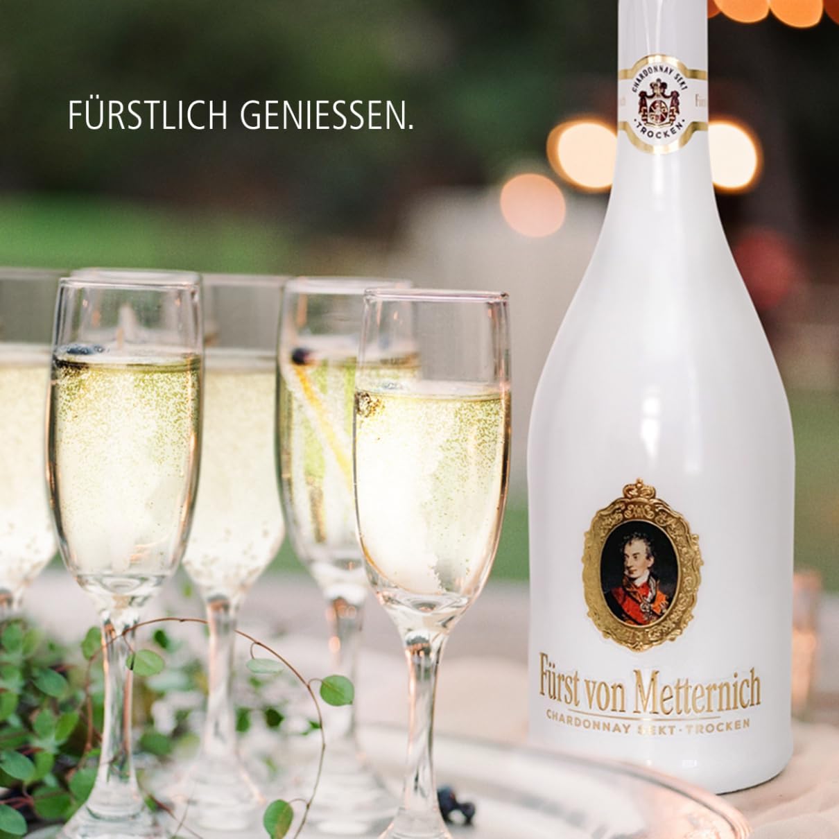 Fürst von Metternich Sparkling Wine (6 x 0.75 L) - Elegant White Bottle, Aromatic Bouquet with Pear, Melon and Mirabelle, Finely Balanced, High-Quality Chardonnay Cuvée from Rheingau – Bild 4