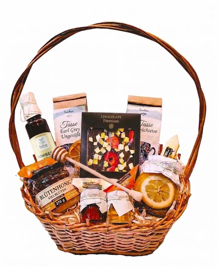 Mega Healthy Gift Basket Gift - Honey, Treats, Tea, Chocolate, Syrup, Lemon for Mother's Day, Birthday for Mum, Grandma, Grandpa Teacher