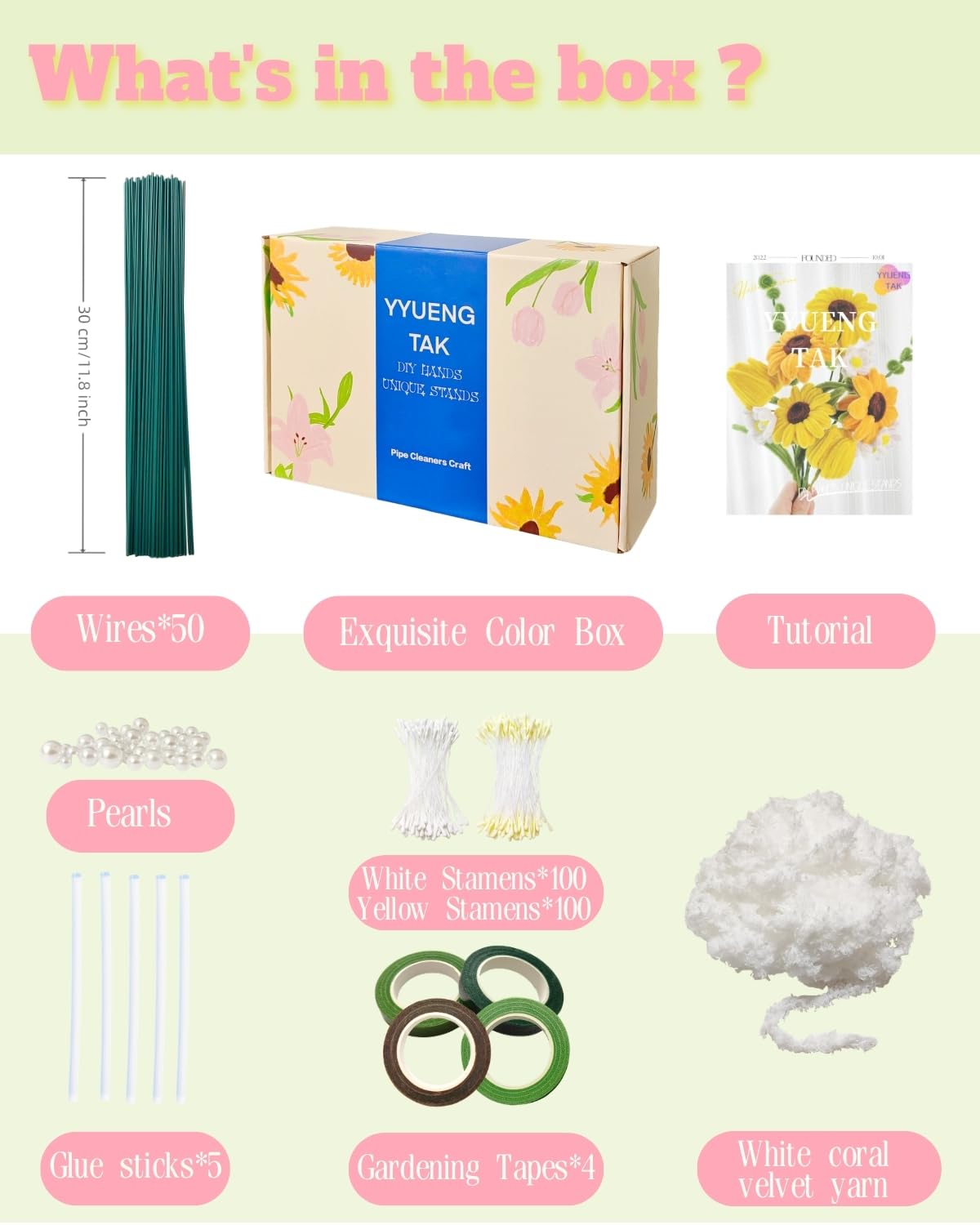 YYUENGTAK 1000 Pieces Pipe Cleaners Flower Set, Pipe Cleaners for Crafts, 18 Colours Chenille Stems (Pipe Cleaner) with Complete Accessory Set & Instructions, Creative Supplies, DIY Art Projects & Creative Gift – Bild 3